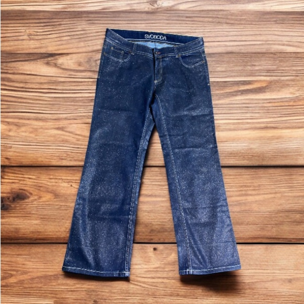 * SVOBODA women's size 20 bootcut jeans waxed glitter denim